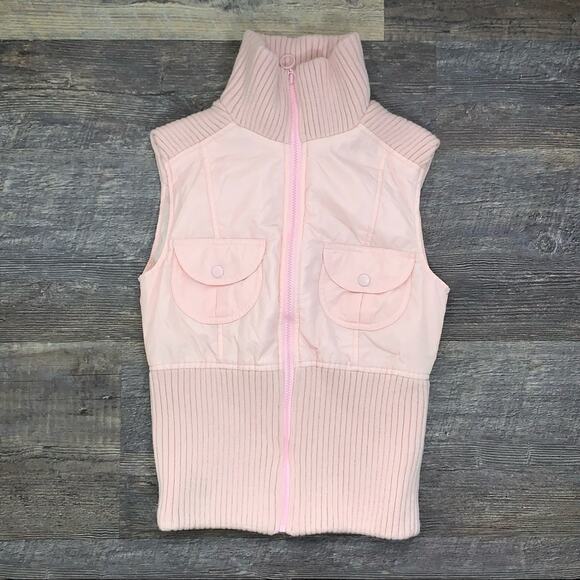 MNG by Mango pink zippered outerwear banded bottom vest size small S B112 - Picture 1 of 4